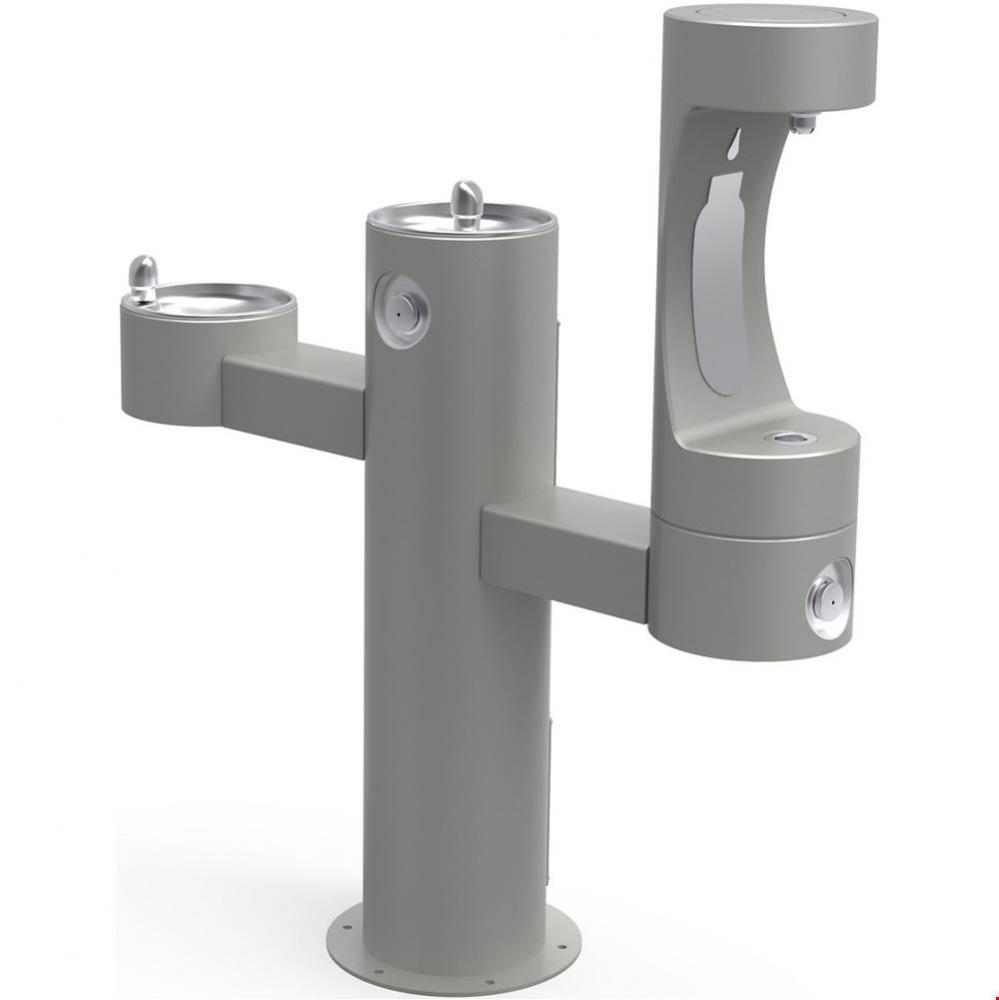 Outdoor ezH2O Lower Bottle Filling Station Tri-Level Pedestal, Non-Filtered Non-Refrigerated Gray