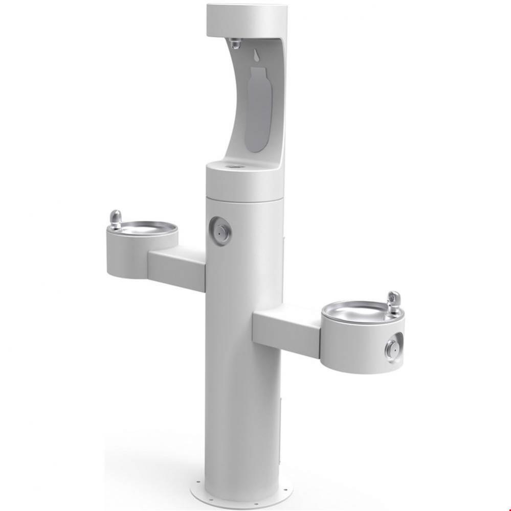 Outdoor ezH2O Upper Bottle Filling Station Tri-Level Pedestal, Non-Filtered Non-Refrigerated FR Wh