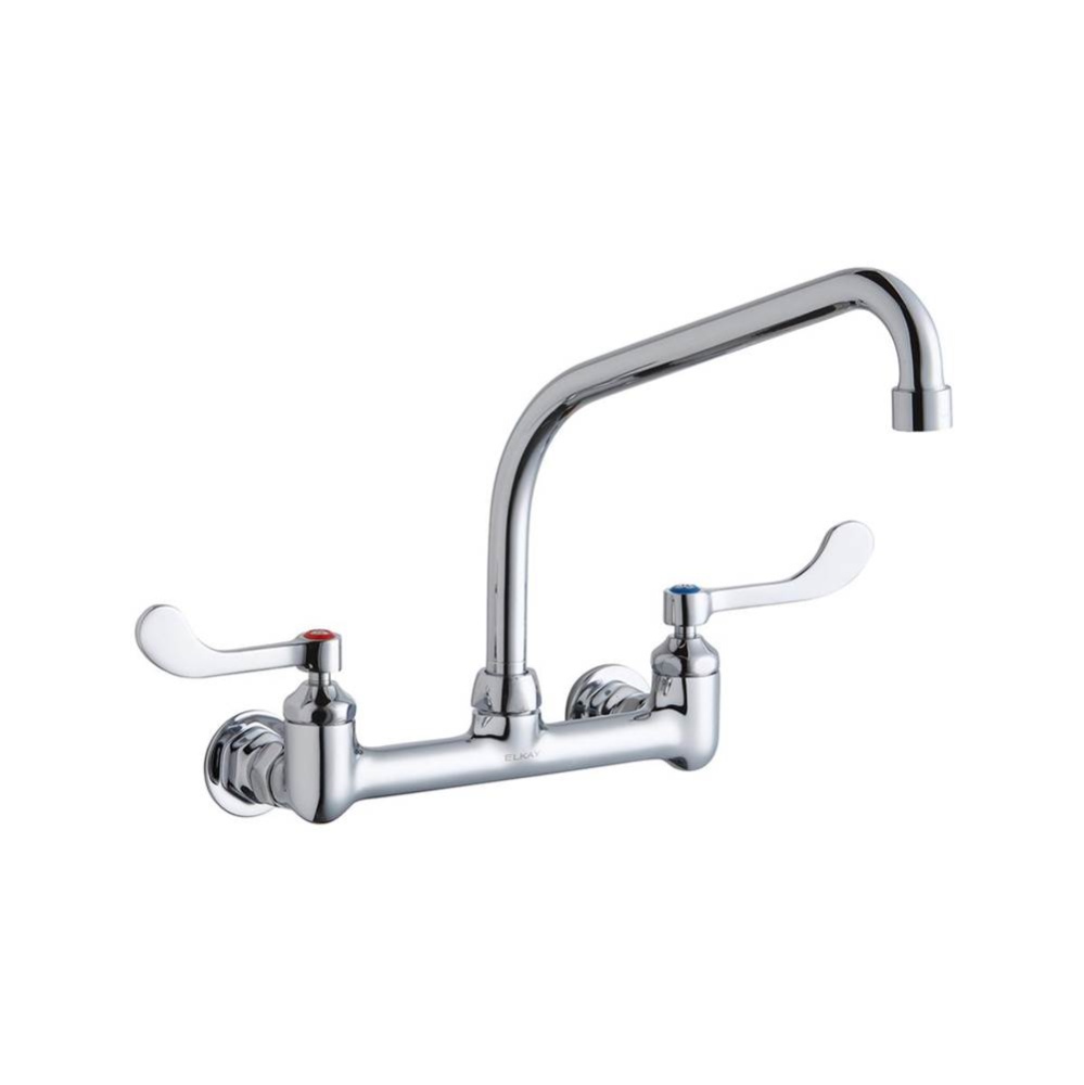 Foodservice 8'' Centerset Wall Mount Faucet with 10'' High Arc Spout 4'&a