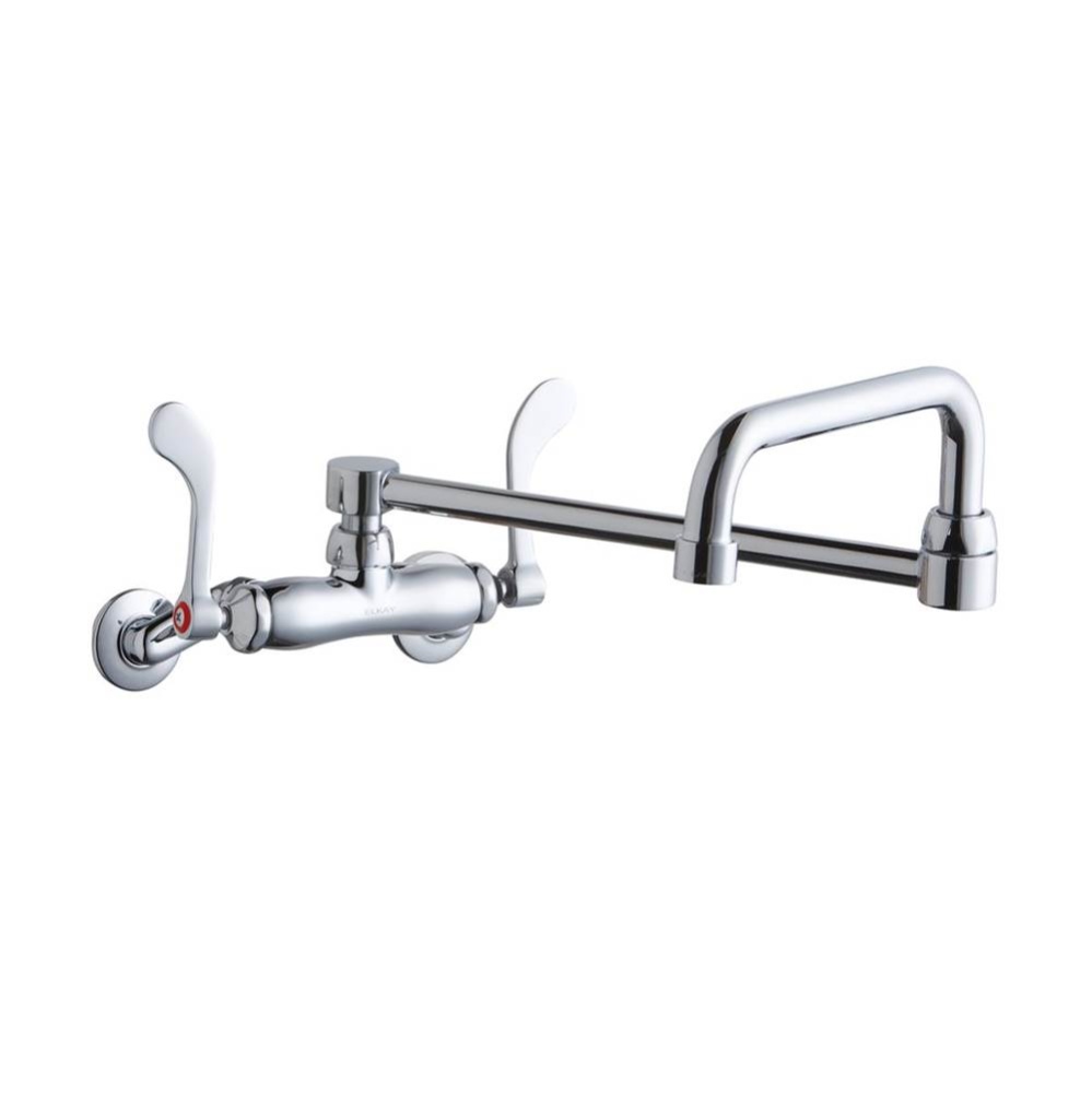 Foodservice 3-8'' Adjustable Centers Wall Mount Faucet w/Double Swing Spout 4'&apos