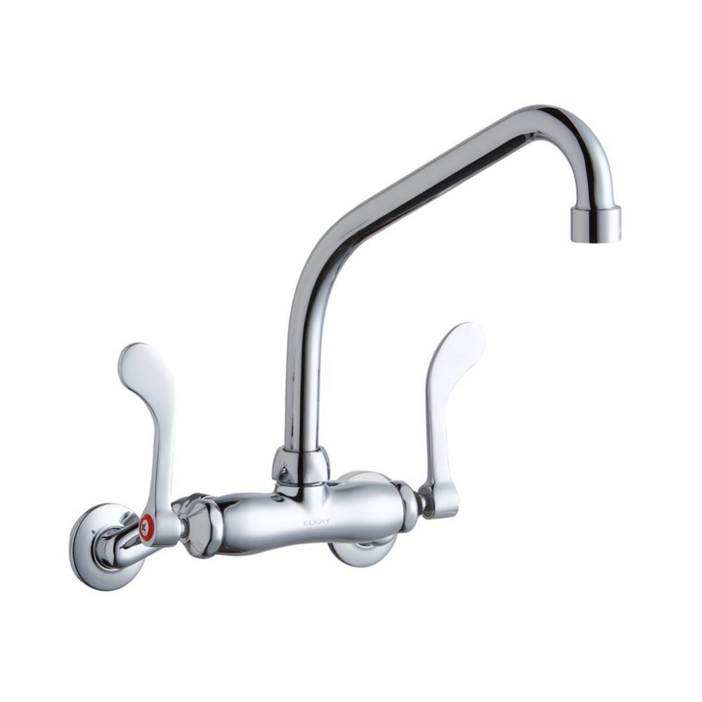 Foodservice 3-8'' Adjustable Centers Wall Mount Faucet w/8'' High Arc Spout 4&