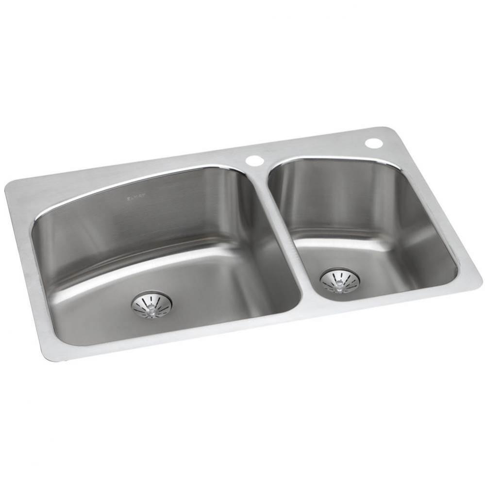 18 Gauge Stainless Steel 33'' x 22'' x 9'' Double Bowl Dual Mount Ki