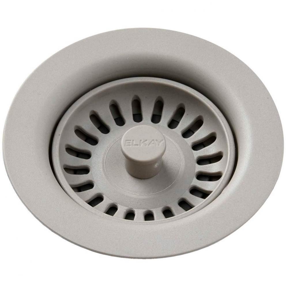 Polymer Drain Fitting with Removable Basket Strainer and Rubber Stopper Greige
