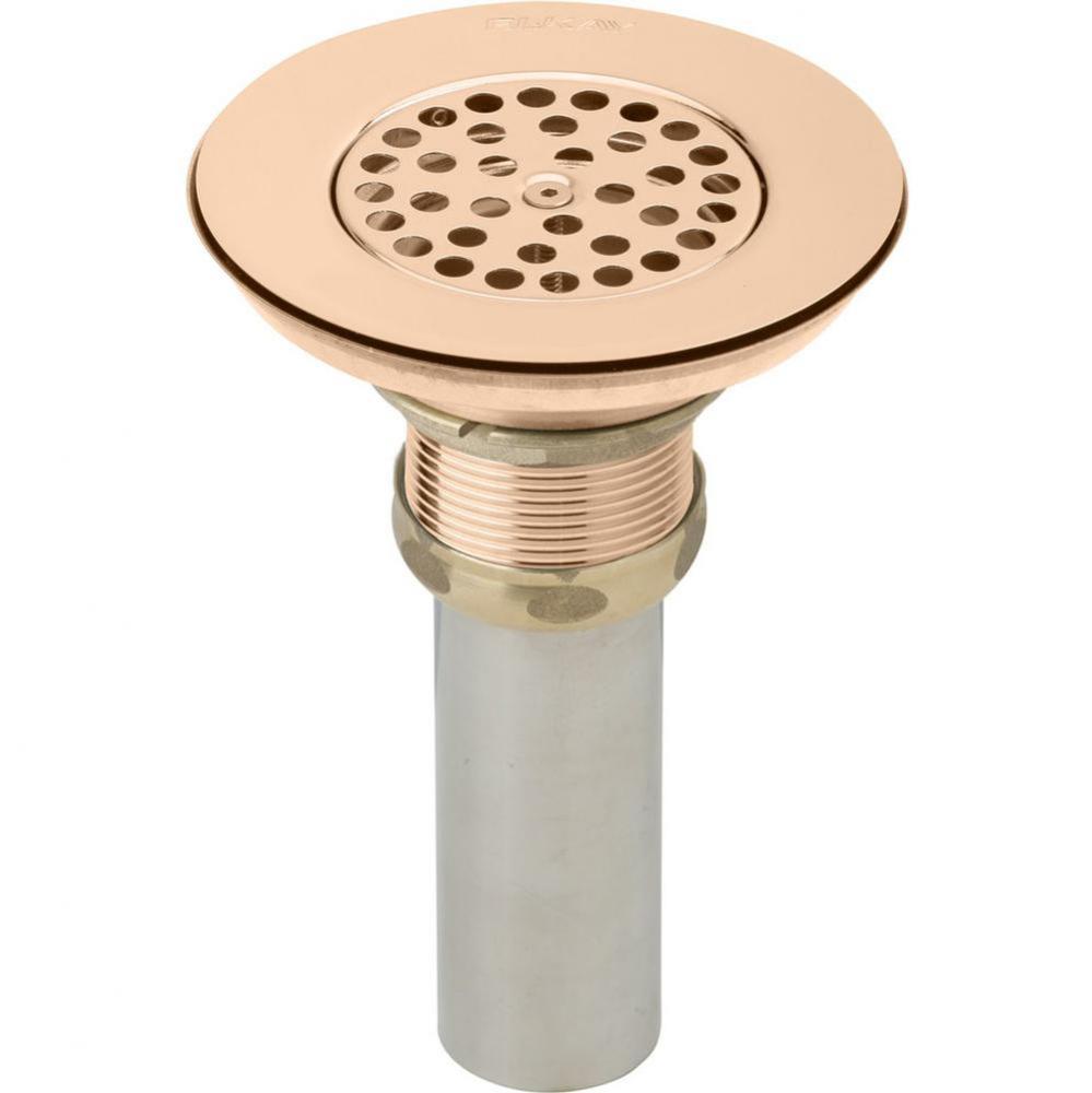 3-1/2'' Drain CuVerro Antimicrobial Copper Body Vandal-resistant Strainer and Tailpiece