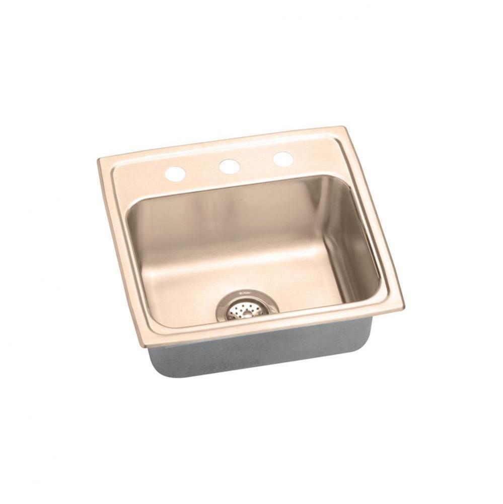 CuVerro Antimicrobial Copper 19'' x 18'' x 7-5/8'', Single Bowl Drop