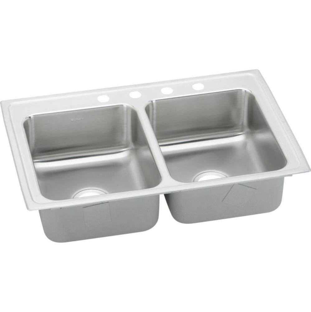 18 Gauge Stainless Steel 33'' x 21.25'' x 7.875'' Double Bowl Top Mo