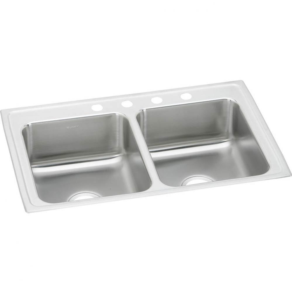 18 Gauge Stainless Steel 33'' x 21.25'' x 7.875'' Double Bowl Drop-i