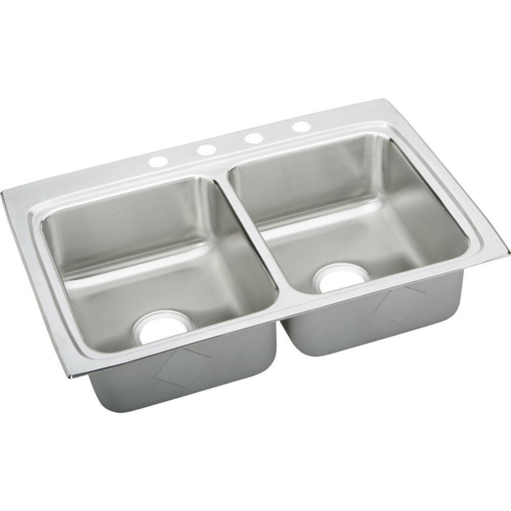 18 Gauge Stainless Steel 33'' x 22'' x 8.125'' Double Bowl Top Mount