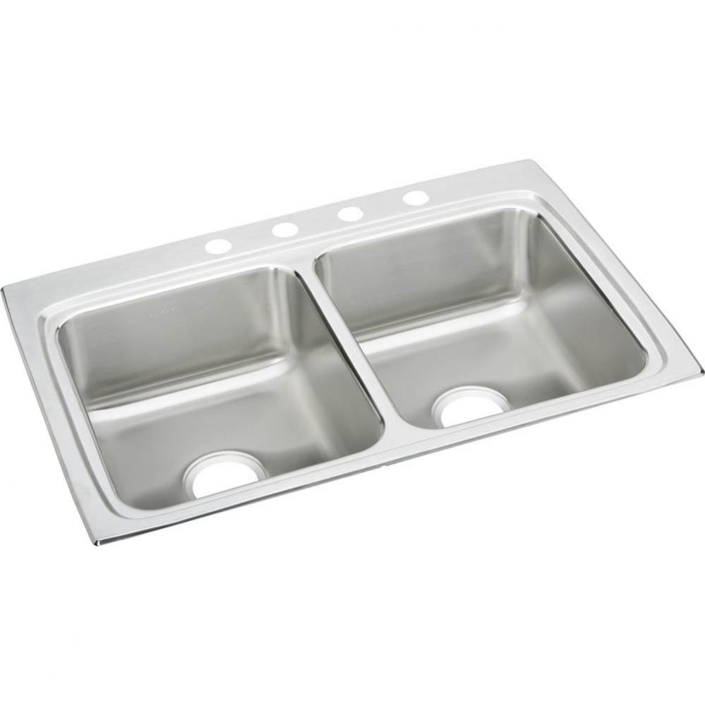 18 Gauge Stainless Steel 33'' x 22'' x 8.125'' Double Bowl Drop-in K