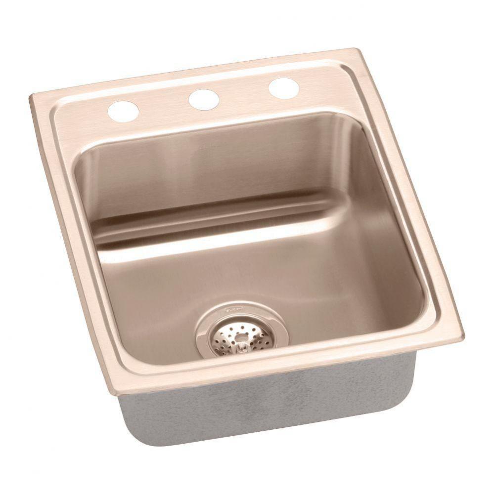 CuVerro Antimicrobial Copper 15'' x 22'' x 6'', Single Bowl Drop-in