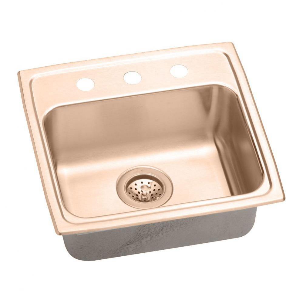 CuVerro Antimicrobial Copper 19'' x 18'' x 5-1/2'', Single Bowl Drop