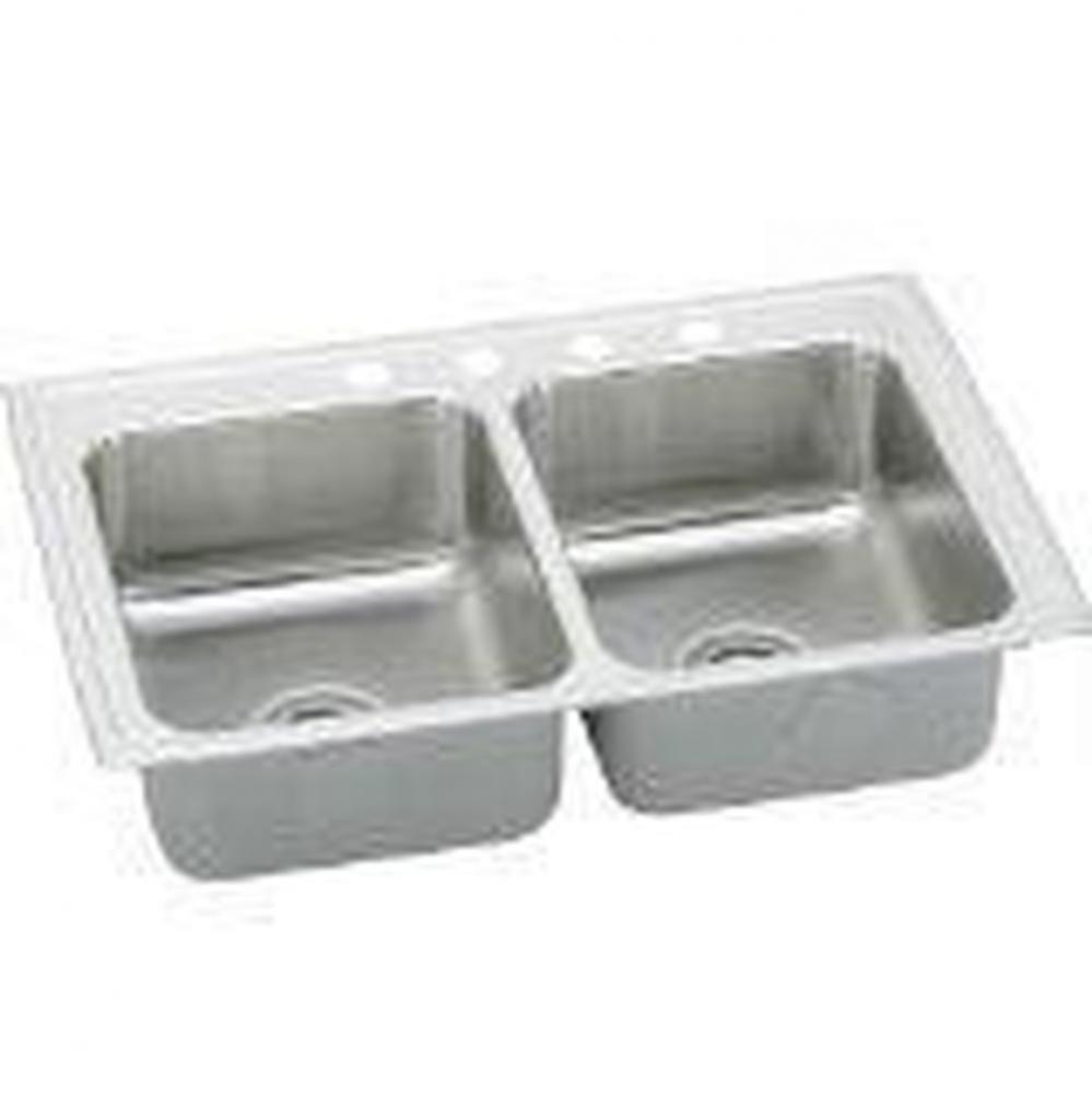 18 Gauge Stainless Steel 33'' x 19.5'' x 5.5'' Double Bowl Drop-in K