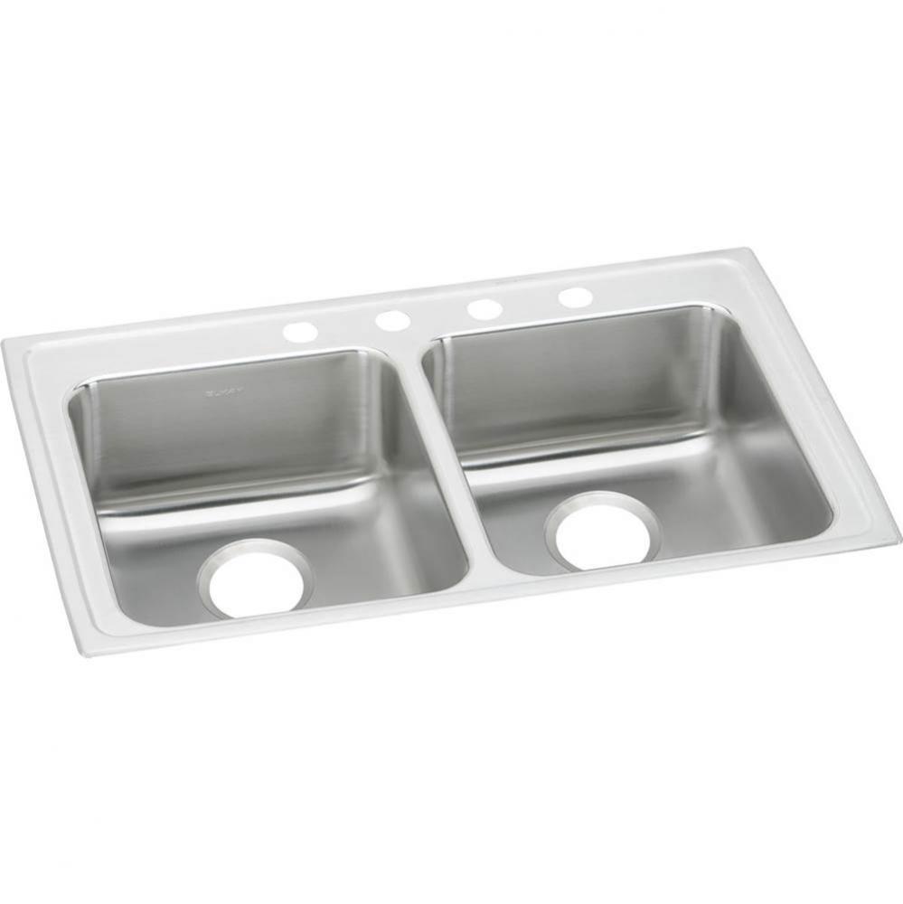 18 Gauge Stainless Steel 33'' x 21.25'' x 5'' Double Bowl Drop-in Ki