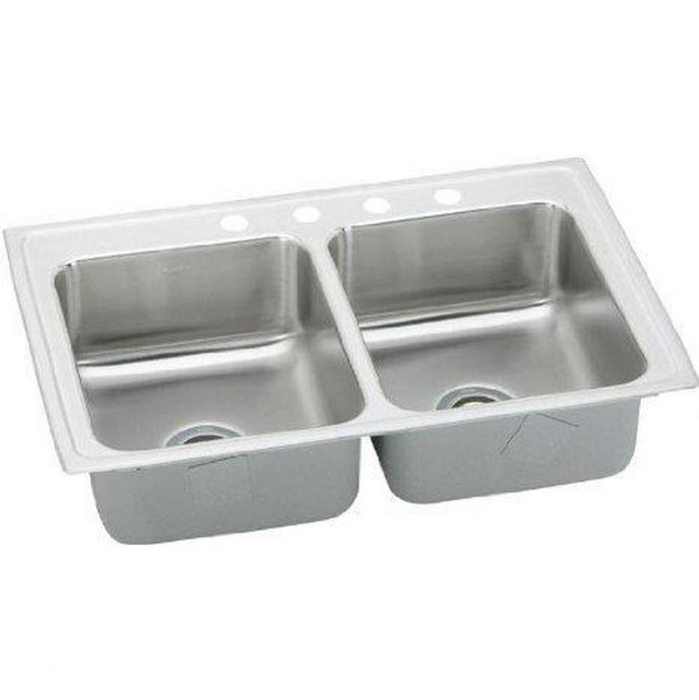 18 Gauge Stainless Steel 33'' x 21.25'' x 6.5'' Double Bowl Drop-in