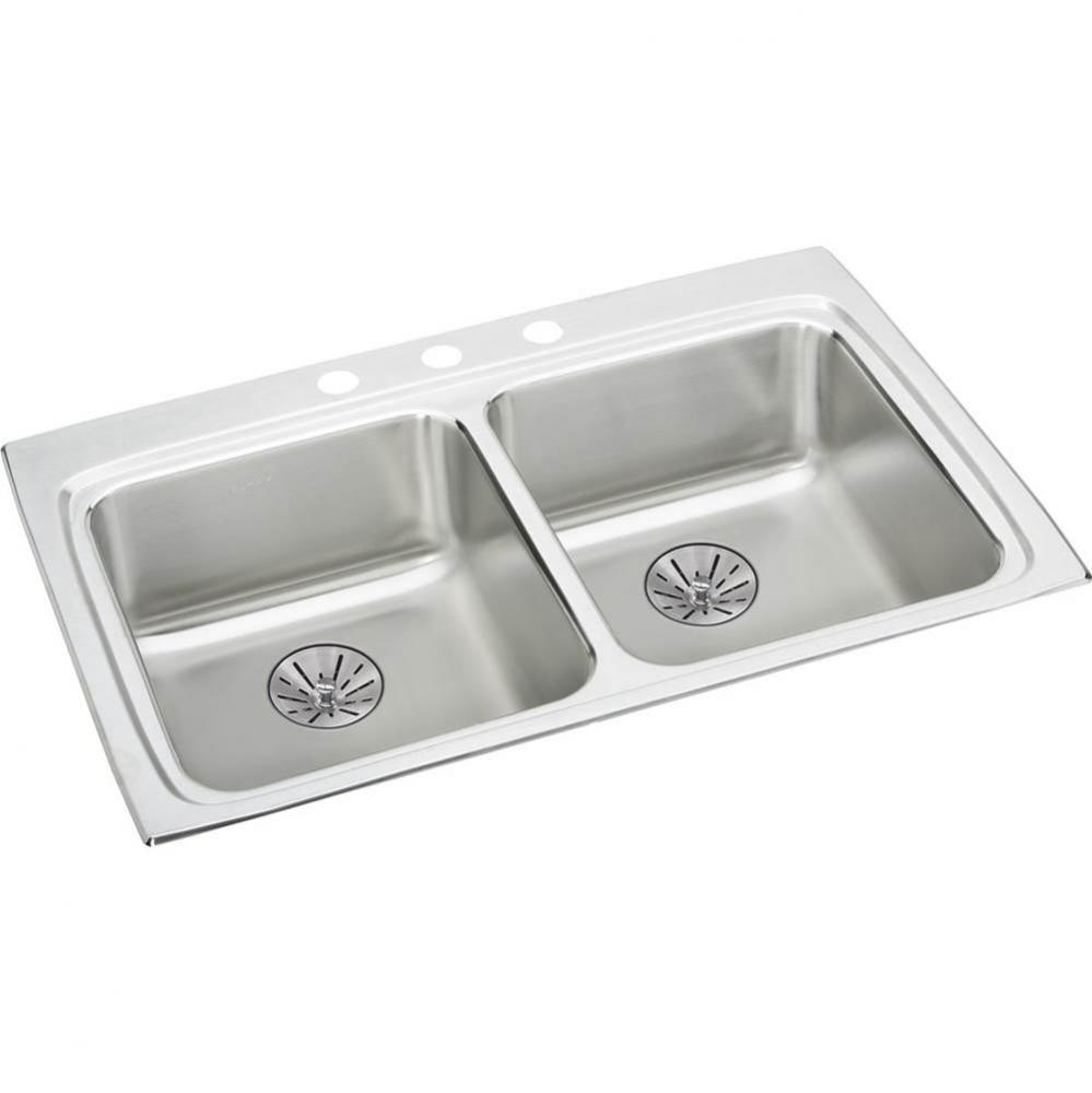 18 Gauge Stainless Steel 33'' x 22'' x 6.5'' Double Bowl Drop-in Kit
