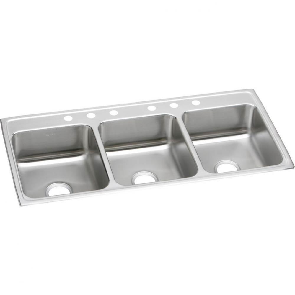 18 Gauge Stainless Steel 46'' x 22'' x 7.625'' Triple Bowl Drop-in K