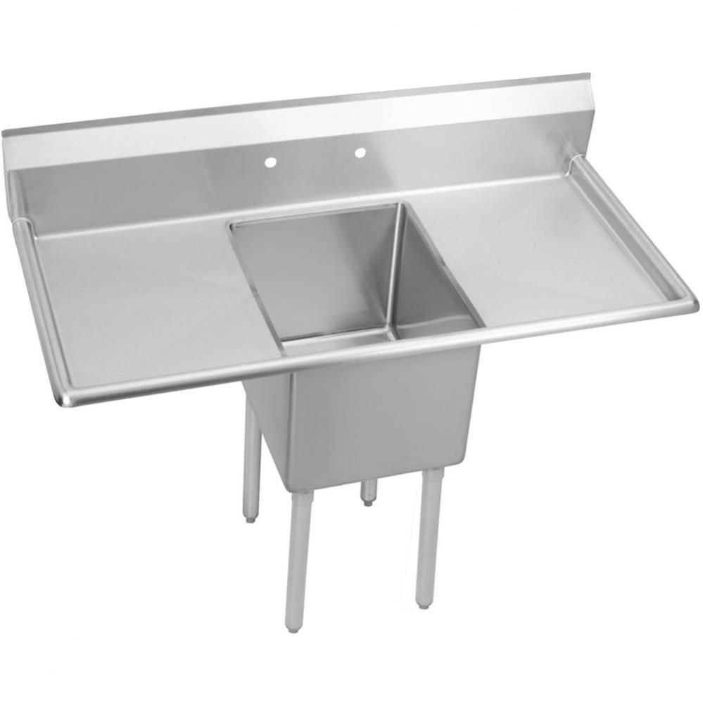 1 Compartment Sink, 72X30 OA, 24X24 Bowl, 12 Deep, L & R 24'' DBs, SS Legs, 16 GA 30