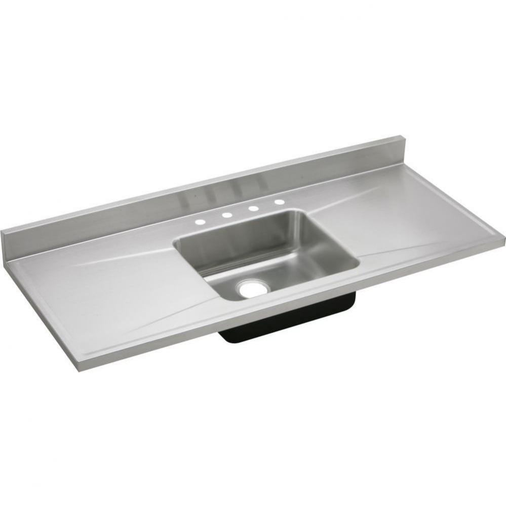 18 Gauge Stainless Steel 60'' x 25'' x 7.5'' Single Bowl Custom Sink