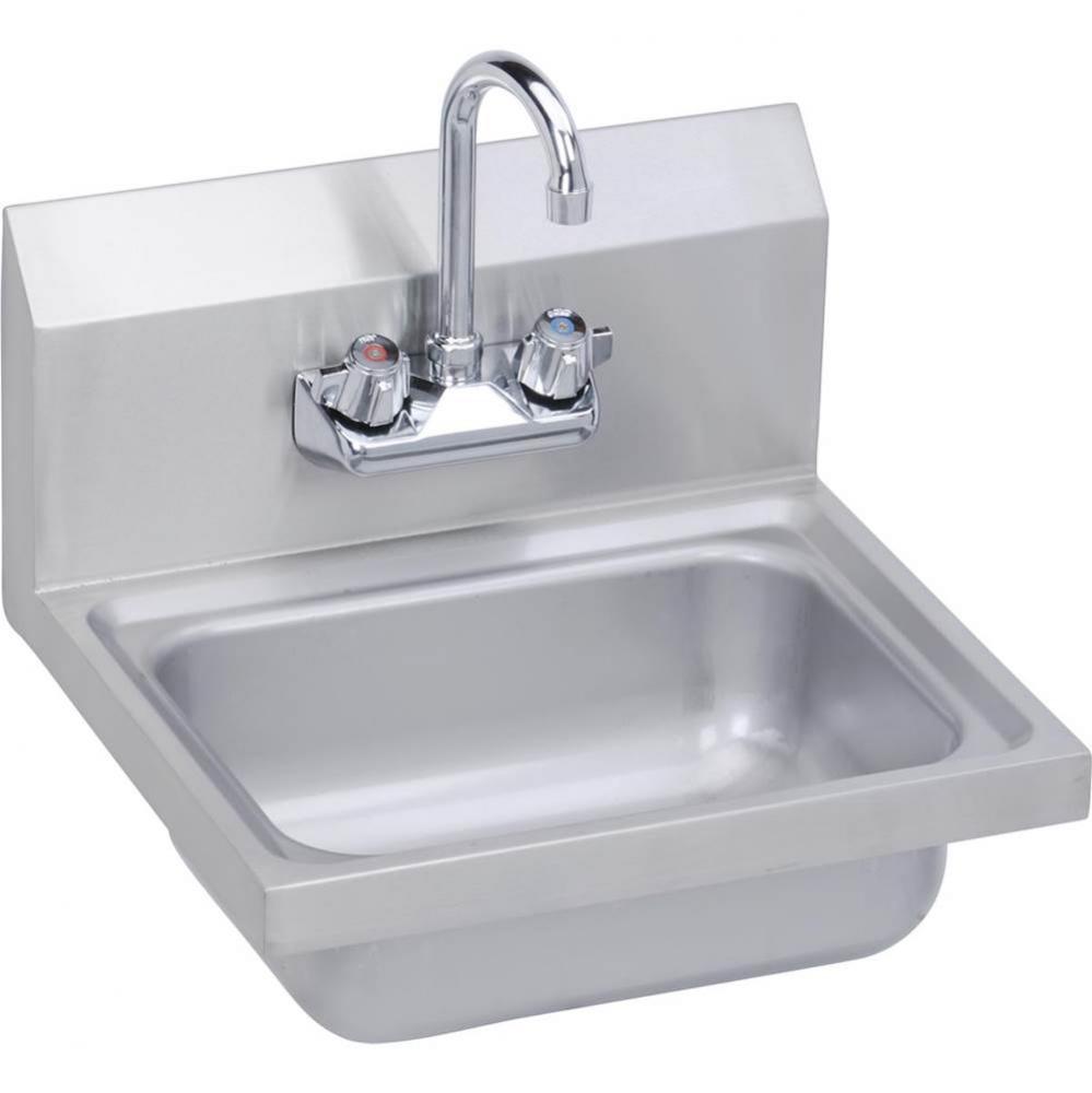 Hand Sink, 17X15 OA, 14X10X5 Bowl, Faucet Included, 20 GA 300 Series SS, NSF