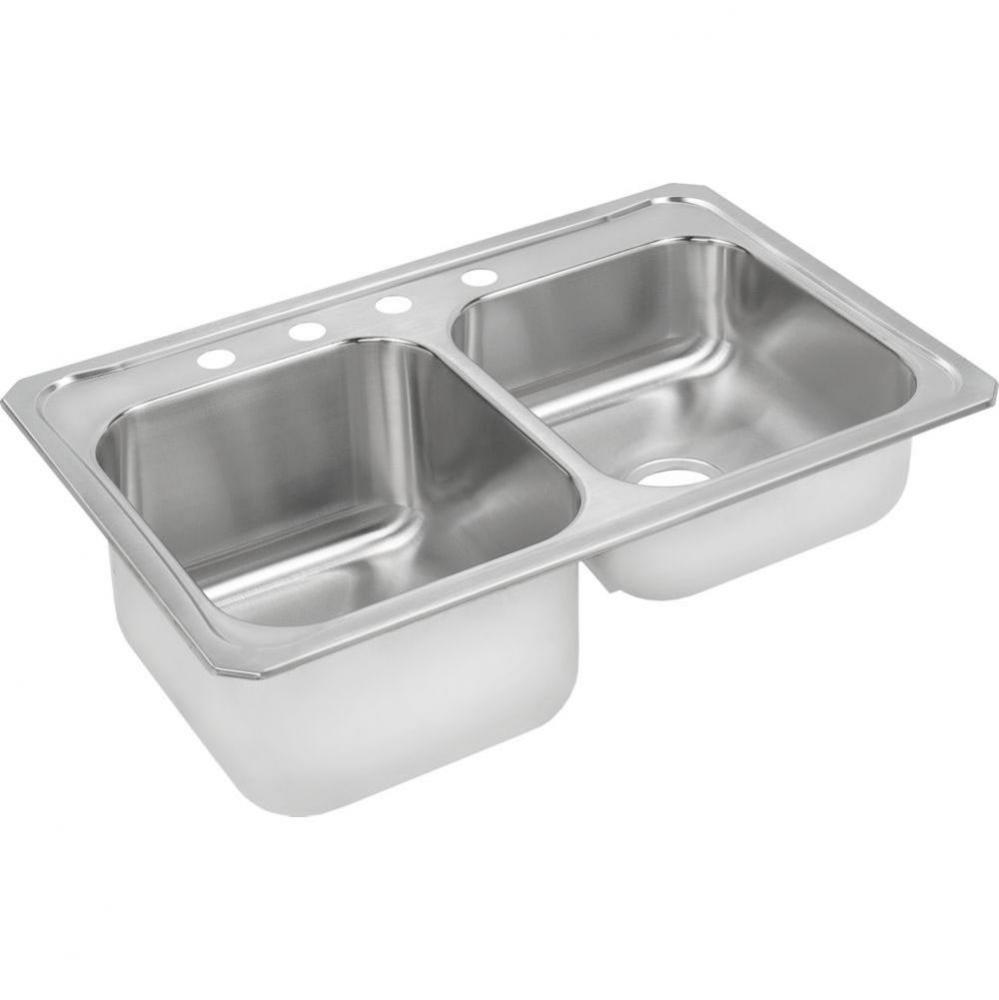 20 Gauge Stainless Steel 33'' x 22'' x 10.25'' Double Bowl Drop-in K