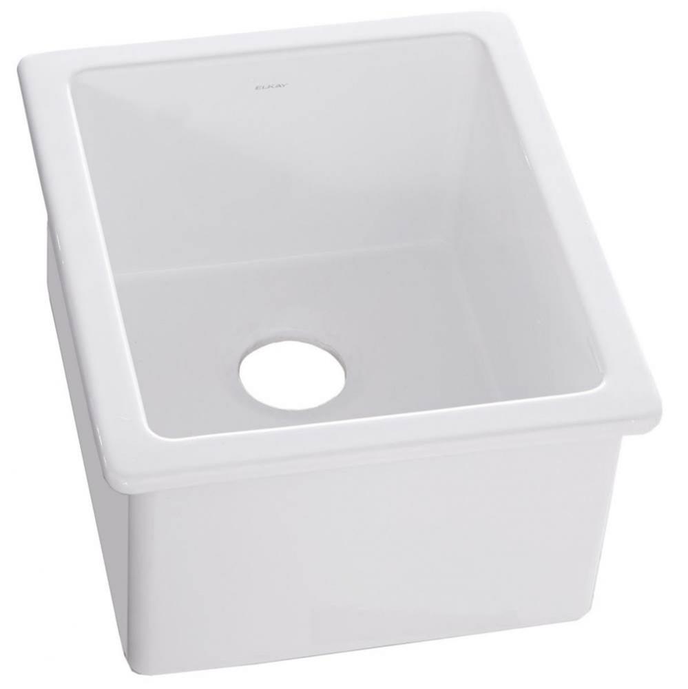 Fireclay 15'' x 17'' x 10-1/8'' Single Bowl Undermount Bar Sink, Whi