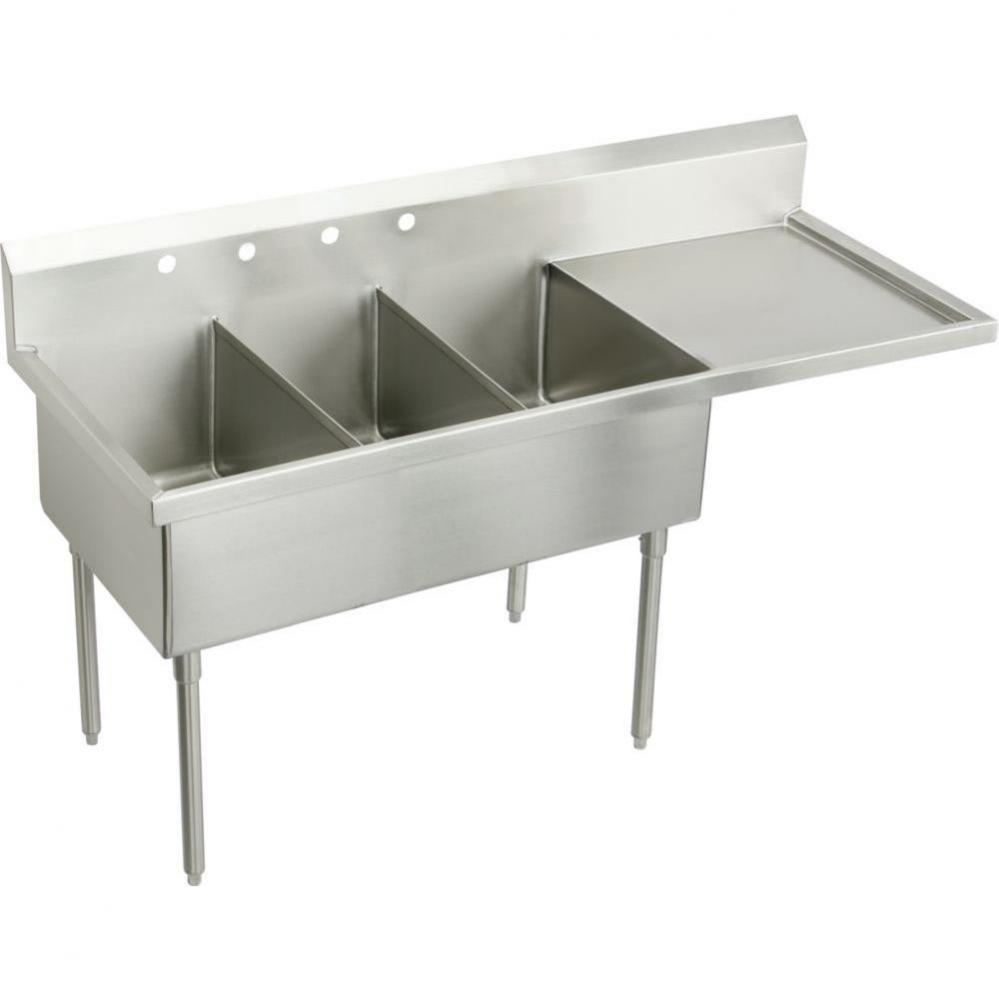 WNSF THREE COMPT SCULLERY SINK