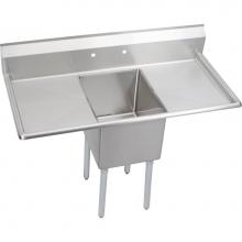 Elkay 14-1C16X20-2-18X - 1 Compartment Sink, 52X26 OA, 16X20 Bowl, 14 Deep, L & R 18'' DBs, SS Legs, 16 GA 30