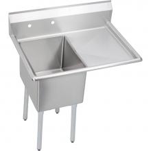 Elkay 14-1C18X24-R-18X - 1 Compartment Sink, 39X30 OA, 18X24 Bowl, 14 Deep, Right 18'' DBs, SS Legs, 16 GA 300 Se