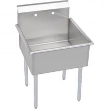 Elkay B2C24X24X - 2 Compartment Budget Sink, 51X28 OA, 24X24 Bowl, 12 Deep, No DBs, SS Legs, 18 GA 300 Series SS