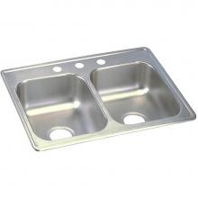 Elkay D225195 - 22 Gauge Stainless Steel 25'' x 19'' x 6.3125'' Double Bowl Drop-in