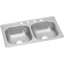 Elkay D233221 - 22 Gauge Stainless Steel 33'' x 22'' x 6.5625'' Double Bowl Drop-in
