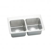 Elkay DLRQ3319102 - 18 Gauge Stainless Steel 33'' x 19.5'' x 10.125'' Double Bowl Top Mo