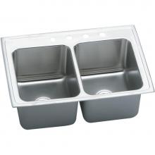 Elkay DLRQ3322123 - 18 Gauge Stainless Steel 33'' x 22'' x 12.125'' Double Bowl Top Moun