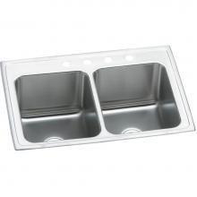 Elkay DLR3722104 - 18 Gauge Stainless Steel 37'' x 22'' x 10.125'' Double Bowl Drop-in