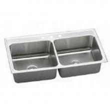 Elkay DLR432210X - 18 Gauge Stainless Steel 43'' x 22'' x 10.125'' Double Bowl Drop-in