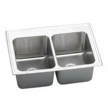 Elkay DLRQ3322120 - 18 Gauge Stainless Steel 33'' x 22'' x 12.125'' Double Bowl Top Moun
