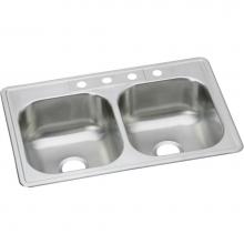 Elkay DSE233221 - 20 Gauge Stainless Steel 33'' x 22'' x 8.0625'' Double Bowl Drop-in