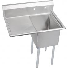 Elkay E1C16X20-L-18X - 1 Compartment Sink, 37X26 OA, 16X20 Bowl, 12 Deep, Left 18'' DB, SS Legs, 18 GA 300 Seri