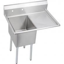 Elkay E1C16X20-R-18X - 1 Compartment Sink, 37X26 OA, 16X20 Bowl, 12 Deep, Right 18'' DBs, SS Legs, 18 GA 300 Se