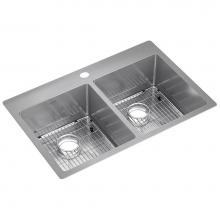 Elkay ECTSR33229TBG1 - 18 Gauge Stainless Steel 33'' x 22'' x 9'' Double Bowl Dual Mount Ki