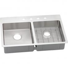 Elkay ECTSRAD33226TBG3 - 18 Gauge Stainless Steel 33'' x 22'' x 6'' Double Bowl Dual Mount Ki