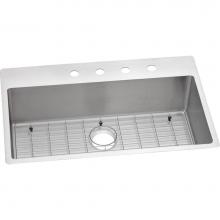 Elkay ECTSRS33229TBG4 - 18 Gauge Stainless Steel 33'' x 22'' x 9'' Single Bowl Dual Mount Ki