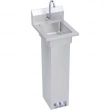 Elkay EHS-14-PEDX - Hand Sink, 14X17 OA, 10X12X5 Bowl, Pedestal Base & Foot Valve,Faucet, 18 GA 300 Series SS, NSF