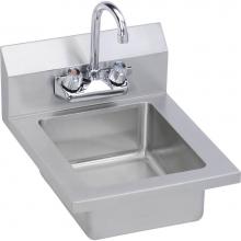 Elkay EHS-14X - Hand Sink, 14X17 OA, 10X12X5 Bowl, Faucet, 18 GA 300 Series SS, NSF