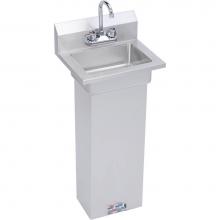 Elkay EHS-18-PEDX - Hand Sink, 18X15 OA, 14X10X5 Bowl, Pedestal Base & Foot Valve,Faucet, 18 GA 300 Series SS, NSF