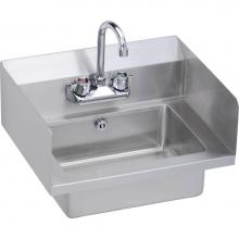 Elkay EHS-18-SDX - Hand Sink, 18X15 OA, 14X10X5 Bowl, Side Splashes, Lever Waste, Overflow, P-Trap, Faucet, 18 GA 300