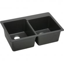 Elkay ELG250RBK0 - Quartz Classic 33'' x 22'' x 9-1/2'' Double Bowl Drop-in Sink, Black