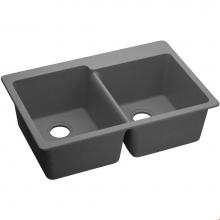 Elkay ELG250RGS0 - Quartz Classic 33'' x 22'' x 9-1/2'' Double Bowl Drop-in Sink, Greys