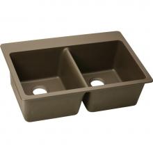 Elkay ELG3322MC0 - Quartz Classic 33'' x 22'' x 9-1/2'' Double Bowl Drop-in Sink, Mocha