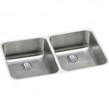 Elkay ELUH3118PD - 18 Gauge Stainless Steel 30.75'' x 18.5'' x 7.875'' Double Bowl Unde